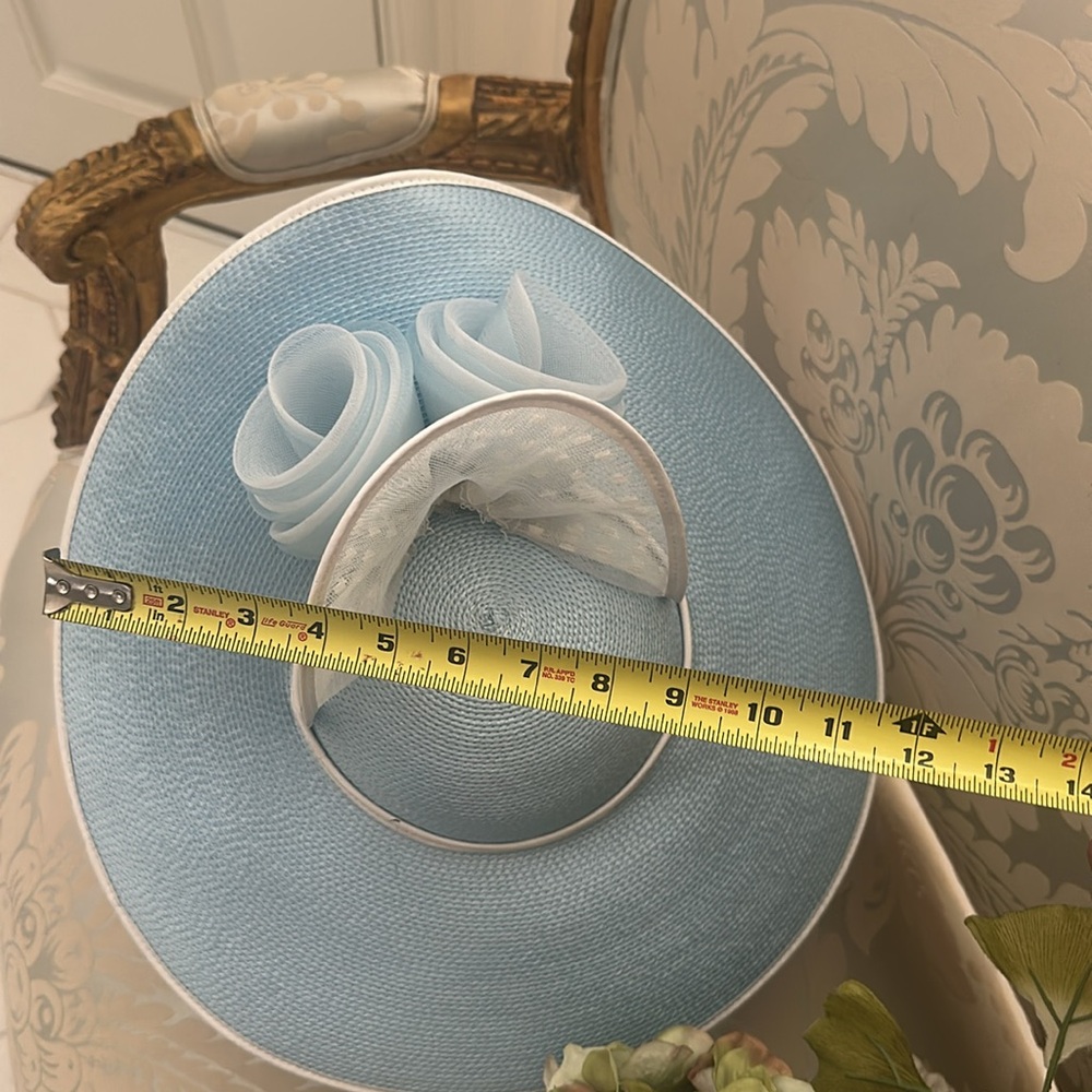 Gorgeous light blue summer church hat, Kentucky derby hat - Picture 9 of 13